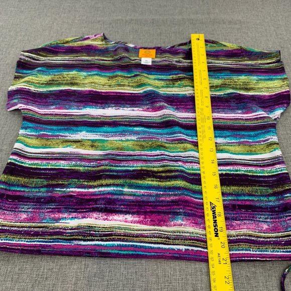 Ruby Rd Multicolor Stripes Blouse Lightweight Petite Small 100% Polyester Round - Picture 2 of 9